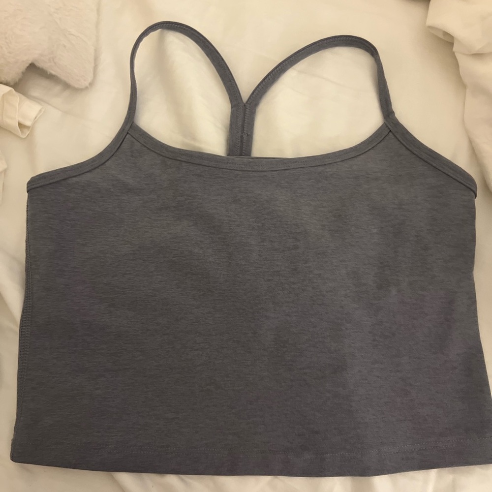 Beyond Yoga GREY space dye slim racer back cropped tank like new!!